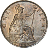 1902 Penny - Edward VII British Bronze Coin - Superb