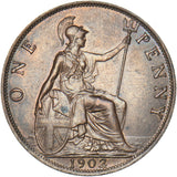 1902 Penny (Low Tide) - Edward VII British Bronze Coin - Superb