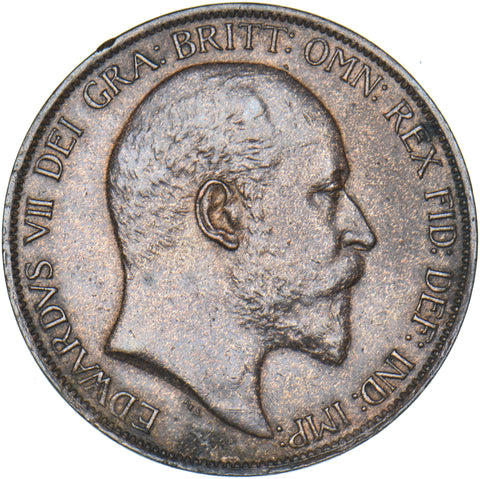 1902 Penny - Edward VII British Bronze Coin - Very Nice
