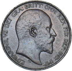 1902 Penny (Low Tide) - Edward VII British Bronze Coin - Very Nice