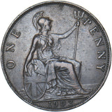1902 Penny (Low Tide) - Edward VII British Bronze Coin - Very Nice