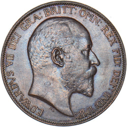 1906 Penny - Edward VII British Bronze Coin - Very Nice