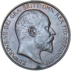 1906 Penny - Edward VII British Bronze Coin - Very Nice