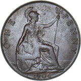 1906 Penny - Edward VII British Bronze Coin - Very Nice