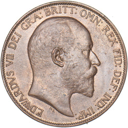 1907 Penny - Edward VII British Bronze Coin - Very Nice