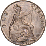 1907 Penny - Edward VII British Bronze Coin - Very Nice