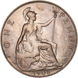 1908 Penny - Edward VII British Bronze Coin - Very Nice