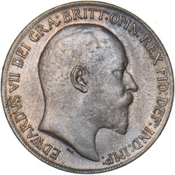 1909 Penny - Edward VII British Bronze Coin - Very Nice