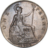 1909 Penny - Edward VII British Bronze Coin - Very Nice
