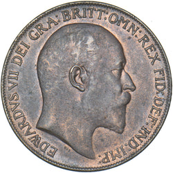 1909 Penny - Edward VII British Bronze Coin - Very Nice
