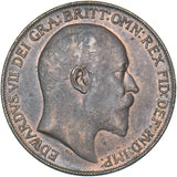 1909 Penny - Edward VII British Bronze Coin - Very Nice