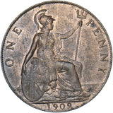 1909 Penny - Edward VII British Bronze Coin - Very Nice