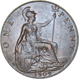 1909 Penny - Edward VII British Bronze Coin - Very Nice