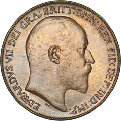 1910 Penny - Edward VII British Bronze Coin - Very Nice