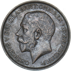 1912 H Penny - George V British Bronze Coin - Very Nice