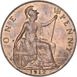 1912 Penny - George V British Bronze Coin - Superb