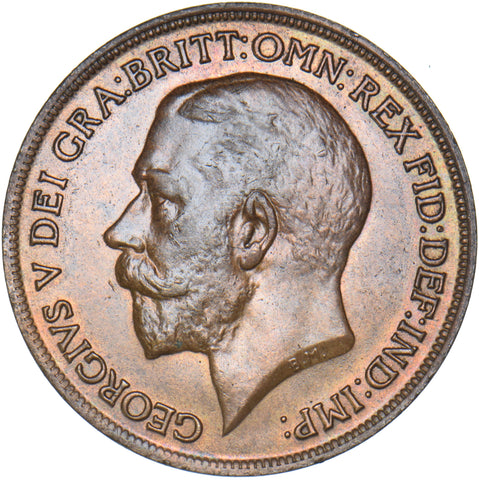 1913 Penny - George V British Bronze Coin - Very Nice