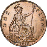 1913 Penny - George V British Bronze Coin - Very Nice