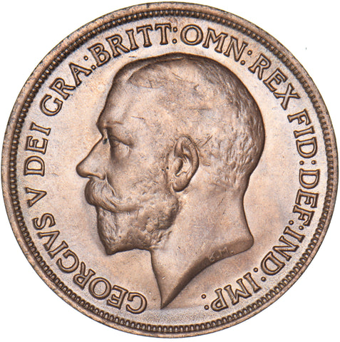 1914 Penny - George V British Bronze Coin - Very Nice