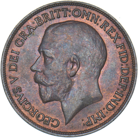 1914 Penny - George V British Bronze Coin - Very Nice