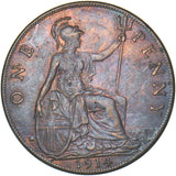 1914 Penny - George V British Bronze Coin - Very Nice