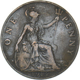 1915 Penny (Recessed ear) - George V British Bronze Coin - Nice