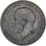 1916 Penny (Recessed ear) - George V British Bronze Coin - Nice