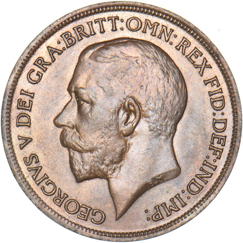1917 Penny - George V British Bronze Coin - Very Nice
