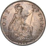 1917 Penny - George V British Bronze Coin - Superb