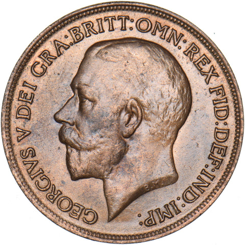 1918 Penny - George V British Bronze Coin - Very Nice