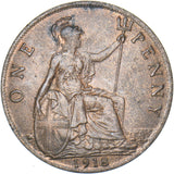 1918 Penny - George V British Bronze Coin - Very Nice