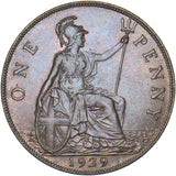 1929 Penny - George V British Bronze Coin - Very Nice