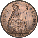 1935 Penny - George V British Bronze Coin - Superb