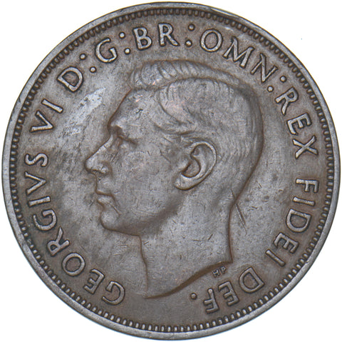 1950 Penny - George VI British Bronze Coin - Nice