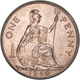 1950 Penny - George VI British Bronze Coin