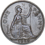 1950 Penny - George VI British Bronze Coin - Very Nice