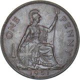 1951 Penny - George VI British Bronze Coin - Very Nice