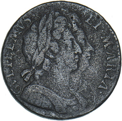 1694 Halfpenny - William & Mary British Copper Coin