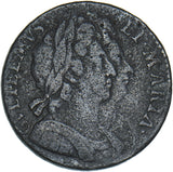 1694 Halfpenny - William & Mary British Copper Coin
