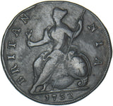 1732 Halfpenny - George II British Copper Coin