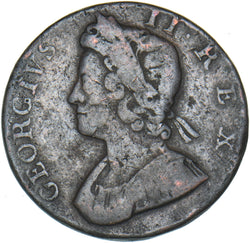 1734 Halfpenny - George II British Copper Coin
