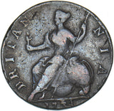 1734 Halfpenny - George II British Copper Coin