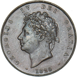 1826 Halfpenny - George IV British Copper Coin - Very Nice