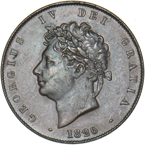 1826 Halfpenny - George IV British Copper Coin - Very Nice