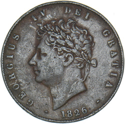 1826 Halfpenny - George IV British Copper Coin