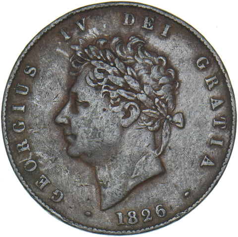 1826 Halfpenny - George IV British Copper Coin