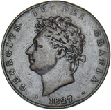 1827 Halfpenny - George IV British Copper Coin