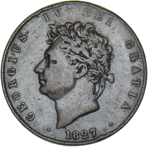 1827 Halfpenny - George IV British Copper Coin