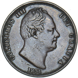 1831 Halfpenny - William IV British Copper Coin - Nice