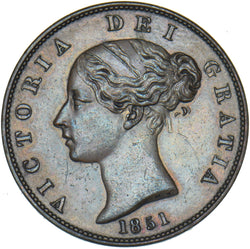 1851 Halfpenny - Victoria British Copper Coin - Very Nice